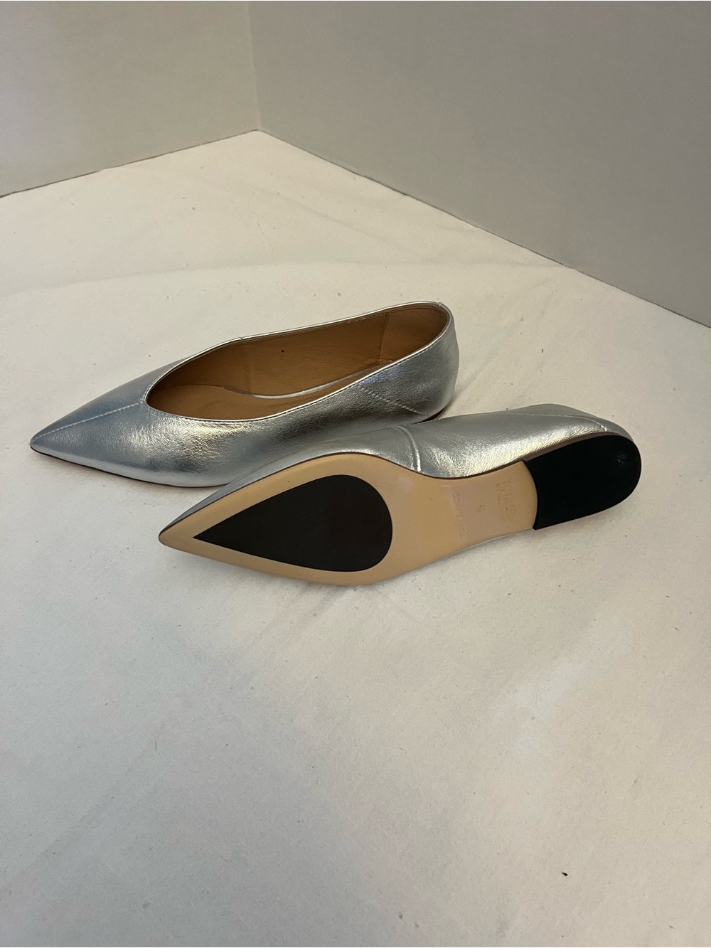 Tony Bianco Silver Pointed-Toe Flats - Picture 2 of 5